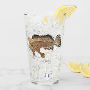 Handfish cartoon illustration glass