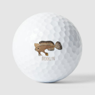 Handfish cartoon illustration golf balls