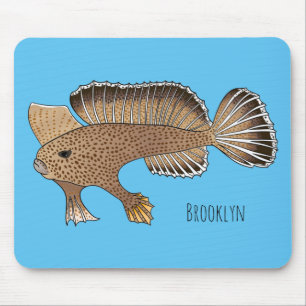Handfish cartoon illustration mouse pad