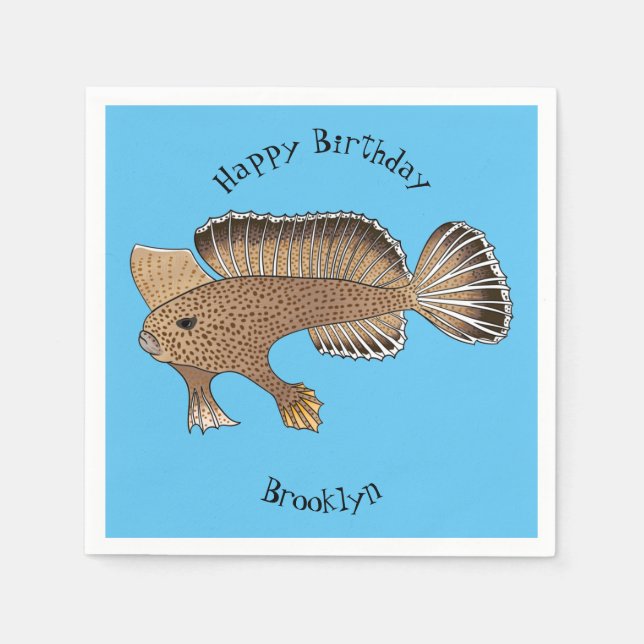 Handfish cartoon illustration napkin (Front)