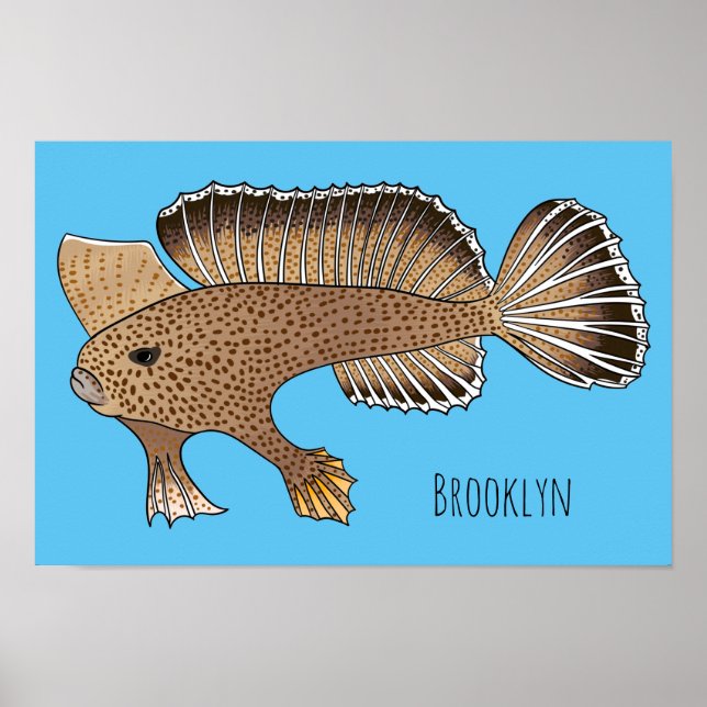 Handfish cartoon illustration  poster (Front)