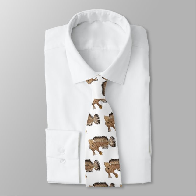 Handfish cartoon illustration tie (Tied)