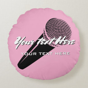 Handheld mic vintage microphone design custom pink round cushion