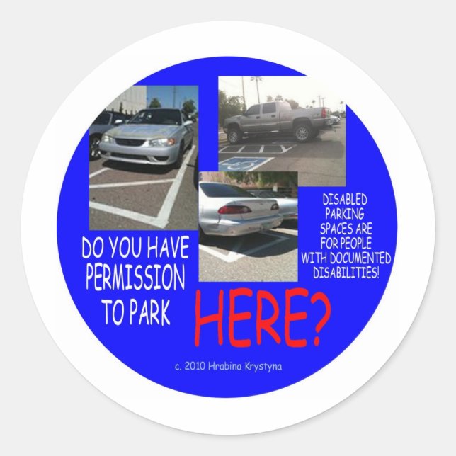 HANDICAP PARKING 6 CLASSIC ROUND STICKER (Front)