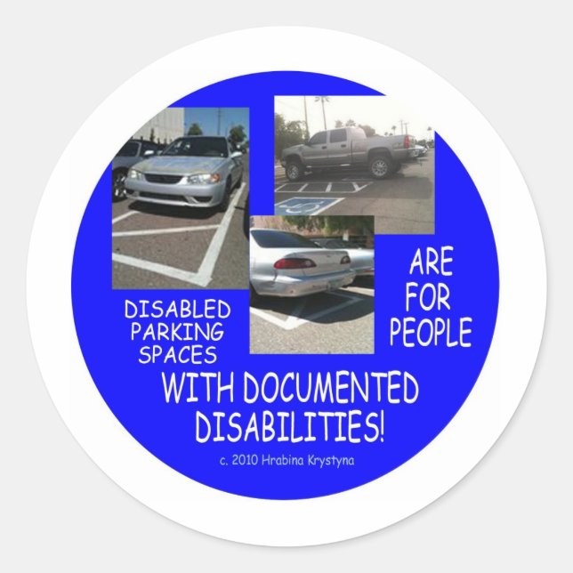 HANDICAP PARKING 9 CLASSIC ROUND STICKER (Front)