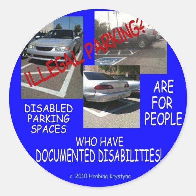 HANDICAP PARKING 9 CLASSIC ROUND STICKER (Front)