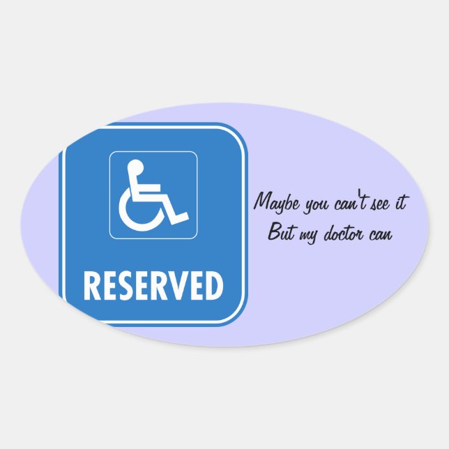 Handicap Parking Sign Oval Sticker (Front)