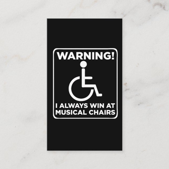 Handicap Sarcastic Wheelchair Musical Chair Business Card (Front)