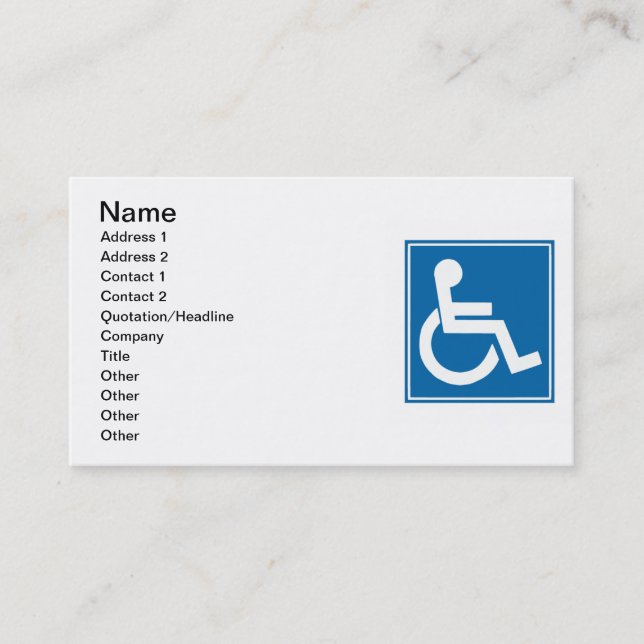 Handicap Sign Business Card (Front)