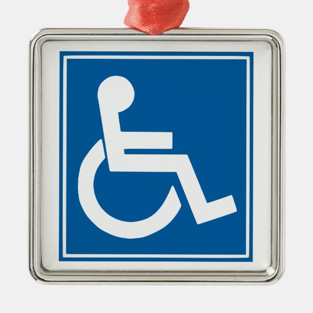 Handicap Sign Metal Ornament (Front)