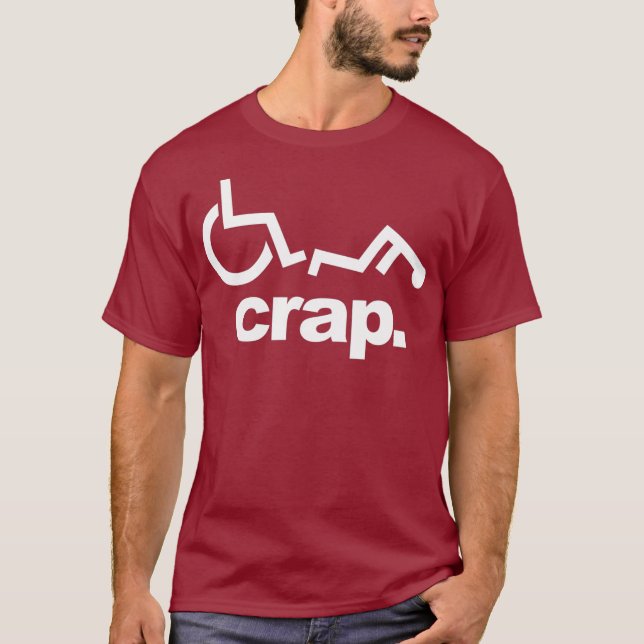 Handicap Wheelchair Funny Wheelchair Fall T-Shirt (Front)