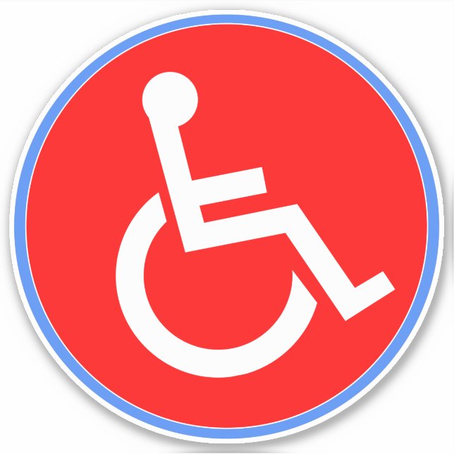 Handicap Wheelchair Sign - Red Disabled (Front)
