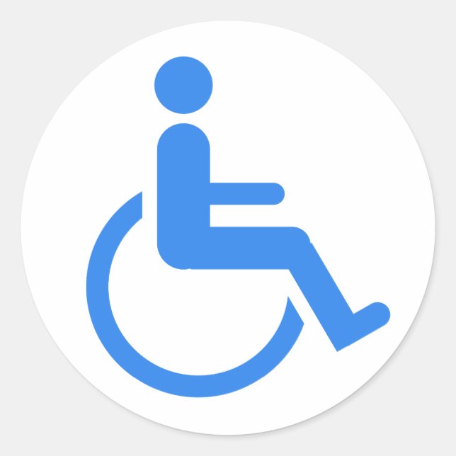 Handicapped blue design! classic round sticker (Front)