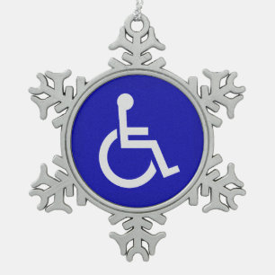 Handicapped Disabled Snowflake Pewter Christmas Ornament