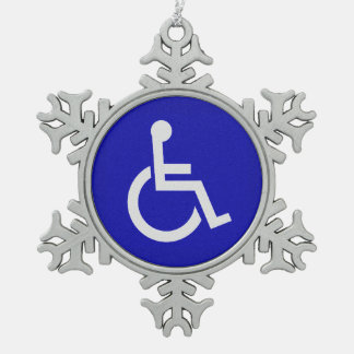 Handicapped Disabled Snowflake Pewter Christmas Ornament