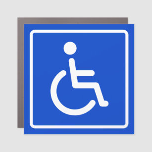 Handicapped disabled symbol blue white magnet sign