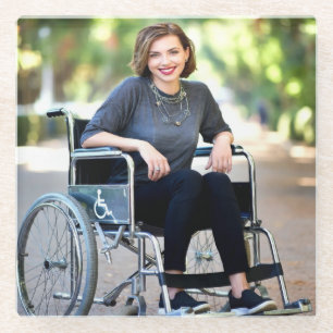 Handicapped Photo Customize Personalize Glass Coaster