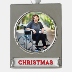 Handicapped Photo Customize Personalize Silver Plated Banner Ornament