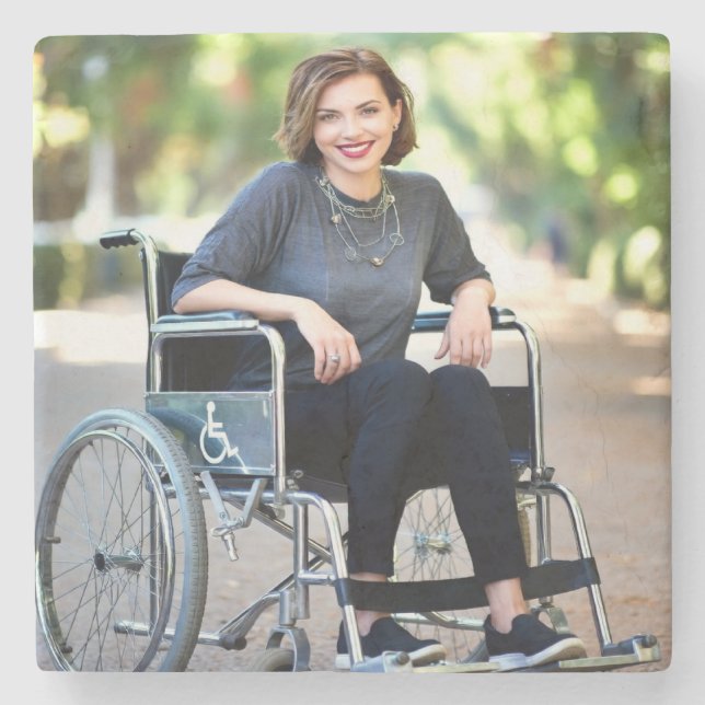 Handicapped Photo Customize Personalize Stone Coaster (Front)