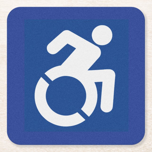 Handicapped Sign Modern Square Paper Coaster (Front)