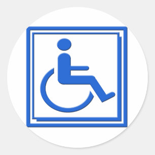 Handicapped Stylish Symbol Blue Classic Round Sticker