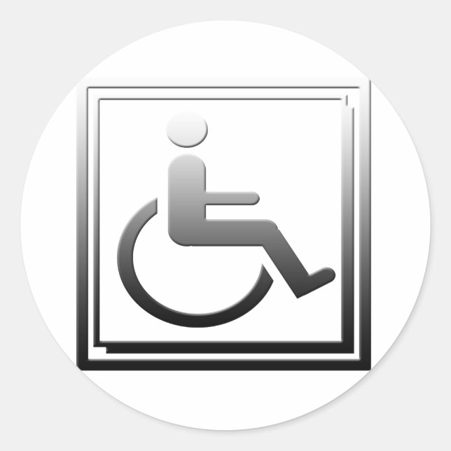 Handicapped Stylish Symbol Chrome Silver Classic Round Sticker (Front)