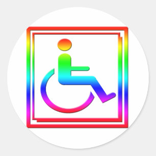 Handicapped Stylish Symbol Multicolored Classic Round Sticker