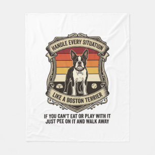 Handle Every Situation Boston Terrier Dog Sunset S Fleece Blanket