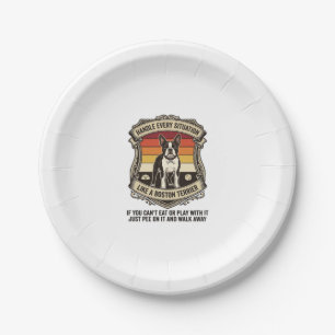 Handle Every Situation Boston Terrier Dog Sunset S Paper Plate