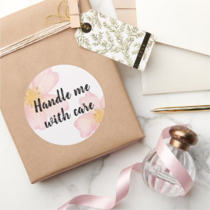 Handle me with care sticker - watercolor flower