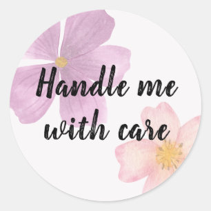 Handle me with care sticker with watercolor flower