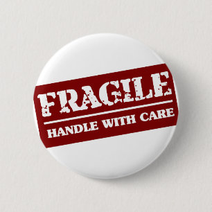 Handle with care 6 cm round badge