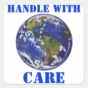 Handle With Care Earth Stickers