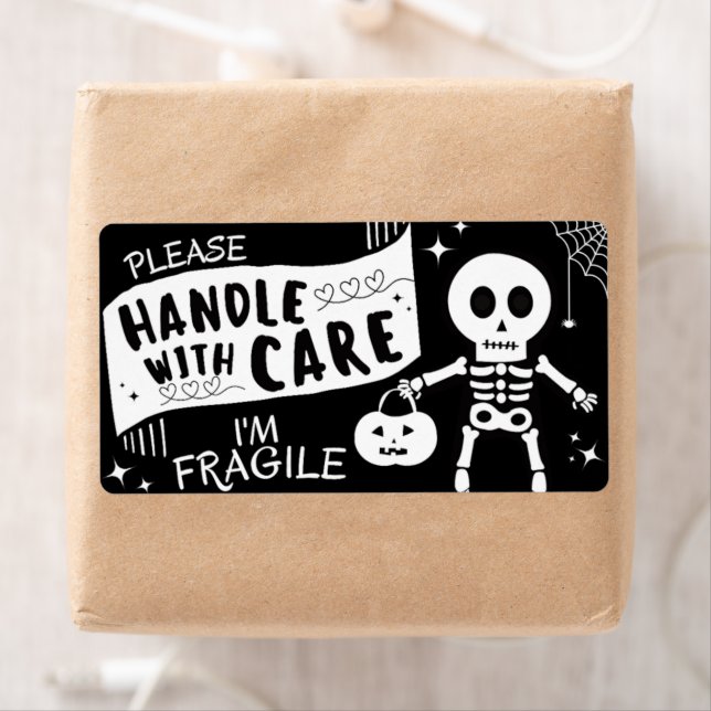 Handle With Care, Skeleton Shipping Label (Insitu)