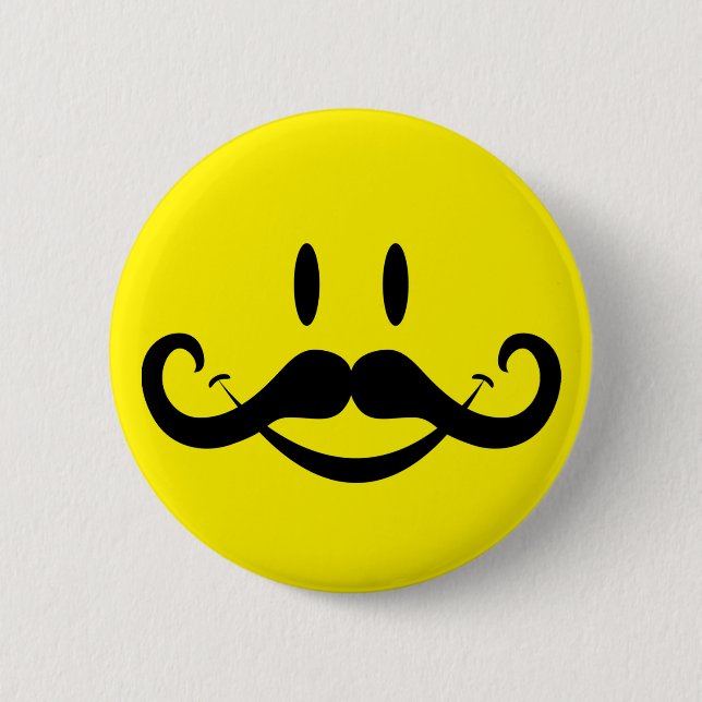 Handlebar Moustache 6 Cm Round Badge (Front)