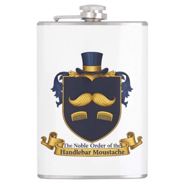Handlebar Moustache Gentleman's Flask (Front)