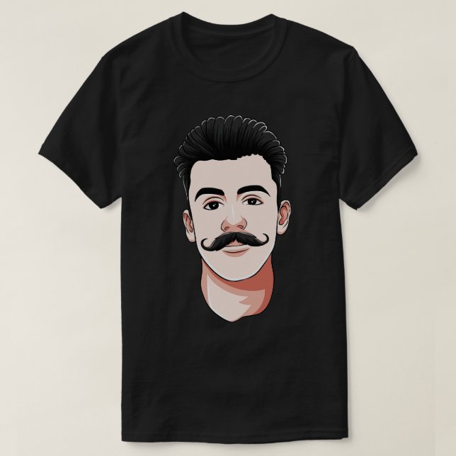 Handlebar Moustache Man Hipster Facial Hair T-Shirt (Design Front)