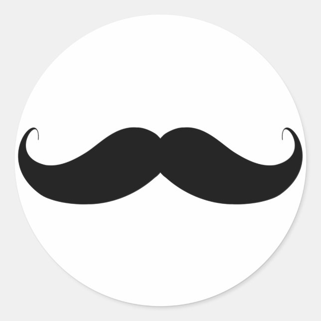 Handlebar Moustache / Moustache Classic Round Sticker (Front)