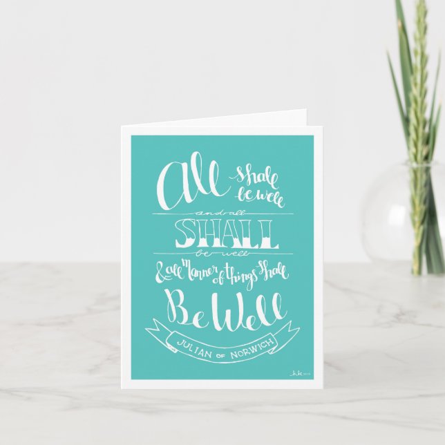 Handlettered "All Shall Be Well" - Notecard (Front)