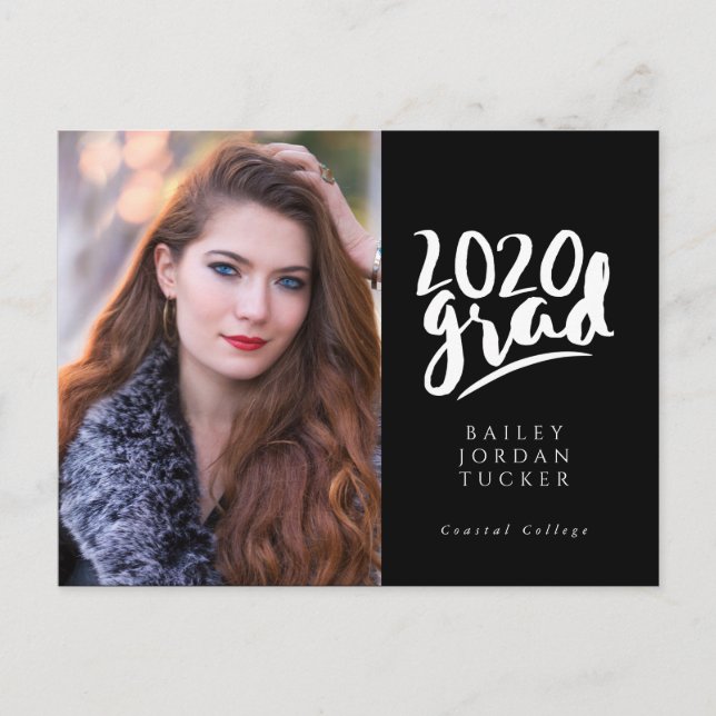 Handlettered Class of 2020 Photo Graduation Party Postcard (Front)