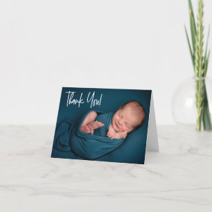 Handlettering Baby Boy Photo baby shower thank you Card