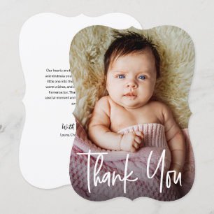 Handlettering Custom Baby Girl Shower Photo Modern Thank You Card