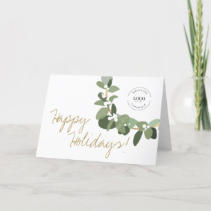 Handlettering Happy Holidays Logo Modern Wreath Holiday Card