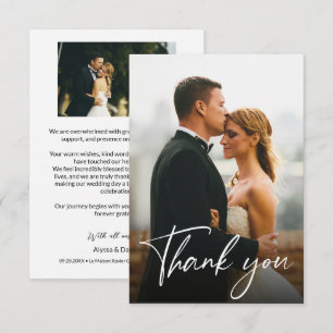 Handlettering Modern Custom 2 Wedding Photos Thank You Card