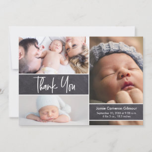 Handlettering Photo Collage Baby Shower Thank You Card
