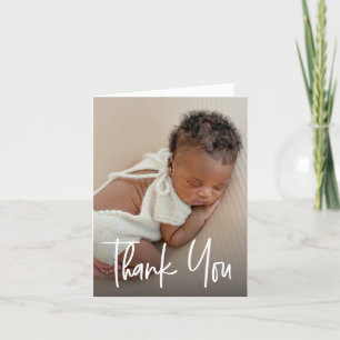 Handlettering script Custom Photo Baby Shower  Thank You Card