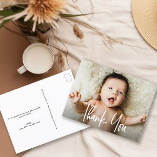 Handlettering Script Horizontal Photo Baby Shower  Postcard