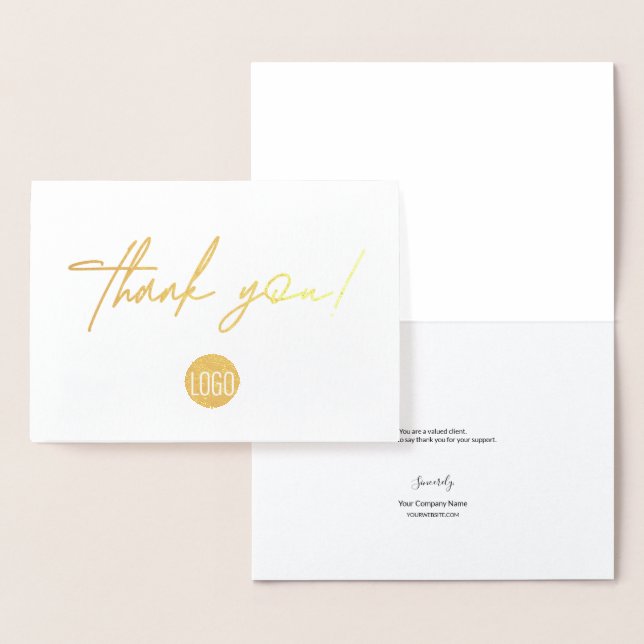 Handlettering Stylish Business logo Thank you Gold Foil Card (Display)