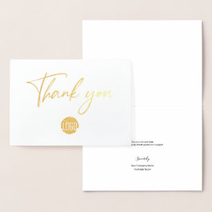 Handlettering thank you Modern Gold business logo  Foil Card