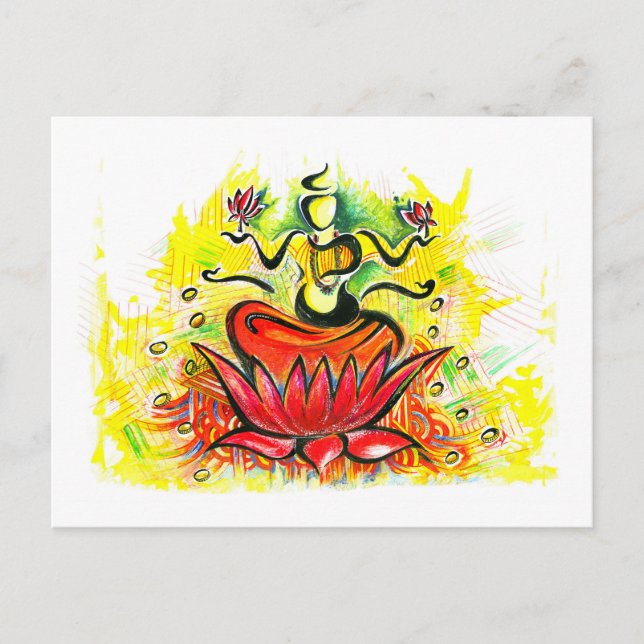 Handmade Abstract Painting of Lakshmi Maa Postcard (Front)